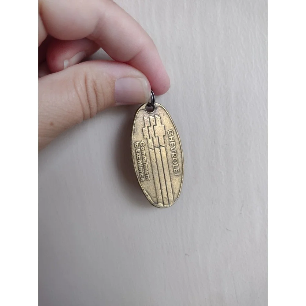 Vtg Chevrolet Brass Keychain Mail Back Tag Commitment to Excellence 70s 80s